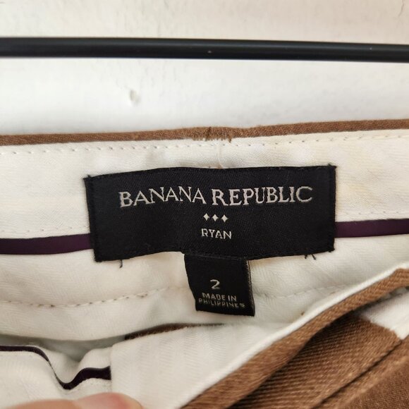 Banana Republic Tan Brown Ryan Trousers Pants Slim Straight Leg Women's 2 - Picture 4 of 6
